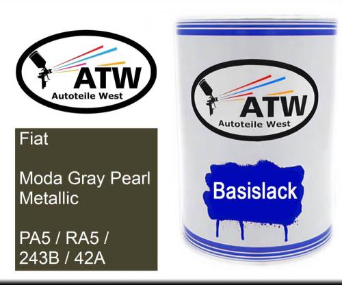 Fiat, Moda Gray Pearl Metallic, PA5 / RA5 / 243B / 42A: 500ml Lackdose, von ATW Autoteile West.